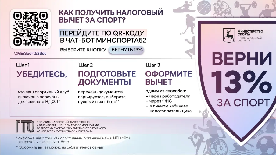 Нижегородцы могут оформить налоговый вычет за занятия спортом более чем в 90 организациях региона